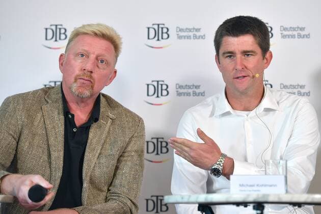 v left Boris Becker Head of Tennis with Michael Kohlmann Davis Cup Captain Tennis Panel discussion German Tennis Federation and Bavarian Tennis Association at 17 10 2017 in Ismaning