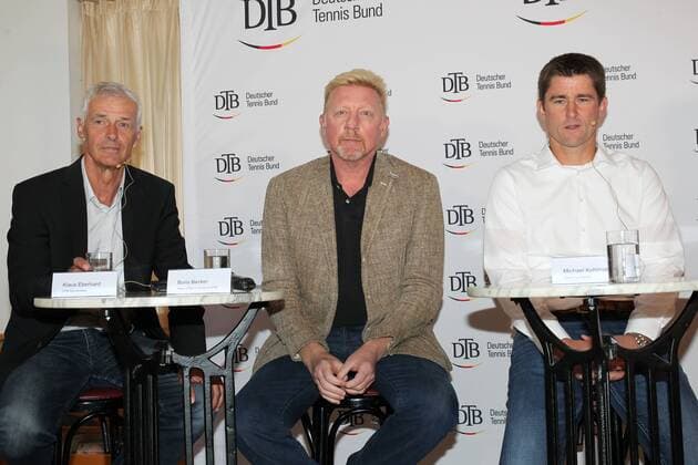 Klaus Eberhard DTB Boris Becker Michael Kohlmann Davis Cup Captain Panel discussion ueber The current Situation in German men u0026 39;s tennis in Sports Park TC Ismaning in Ismaning at 17 10 2017