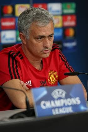 October 17, 2017 - Lisbon, Portugal - Manchester United ManU s Portuguese head coach Jose Mourinho attends a press conference PK Pressekonferenz at the Luz stadium in Lisbon, Portugal on October 17, 2017, on the eve of the UEFA Champions League football match SL Benfica vs Manchester United. Photo: UEFA Champions League - Manchester United press conference and training - ZUMAf123 20171017_zap_f123_010 Copyright: xPedroxFiuzax