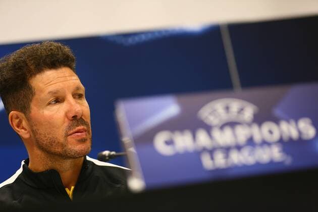 Qarabag: Atletico Madrid UEFA Champions Leuge Gro Atletico Madrid s head coach, Diego Simeone, attends a press conference PK Pressekonferenz following a training session at the Baku Oliympiy stadium in Baku, Azerbaijan, 17 October 2017. Atletico Madrid will face FK Qarabag in the UEFA Champions League group C soccer match on 18 October 2017. Baku Azerbaijan  AzizxKarimovx xPacifcixPress