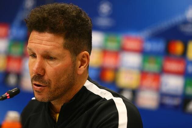 Qarabag: Atletico Madrid UEFA Champions Leuge Gro Atletico Madrid s head coach, Diego Simeone, attends a press conference PK Pressekonferenz following a training session at the Baku Oliympiy stadium in Baku, Azerbaijan, 17 October 2017. Atletico Madrid will face FK Qarabag in the UEFA Champions League group C soccer match on 18 October 2017. Baku Azerbaijan  AzizxKarimovx xPacifcixPress