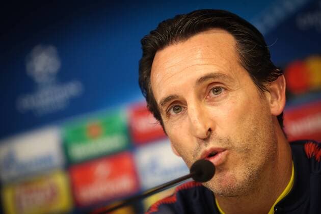 PSG s head coach Unai Emery pictured during a press conference PK Pressekonferenz of French soccer team Paris Saint-Germain, Tuesday 17 October 2017 in Brussels. Tomorrow PSG is playing a game in the group stage (Group B) of the UEFA Champions League competition against Belgian soccer team RSC Anderlecht. VIRGINIExLEFOUR  x05184784x