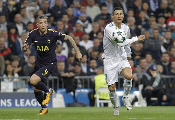 Soccer match between Real Madrid and Tottenham of Champions League 2017 2018 held at the Santiago Bernabeu stadium in Madrid Photo J Luis Cuesta 261 Cordon Press Cristiano Ronaldo  xJosexLuisxCuestax xx