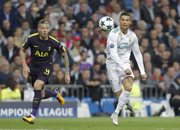 Soccer match between Real Madrid and Tottenham of Champions League 2017 2018 held at the Santiago Bernabeu stadium in Madrid Photo J Luis Cuesta 261 Cordon Press Cristiano Ronaldo  xJosexLuisxCuestax xx