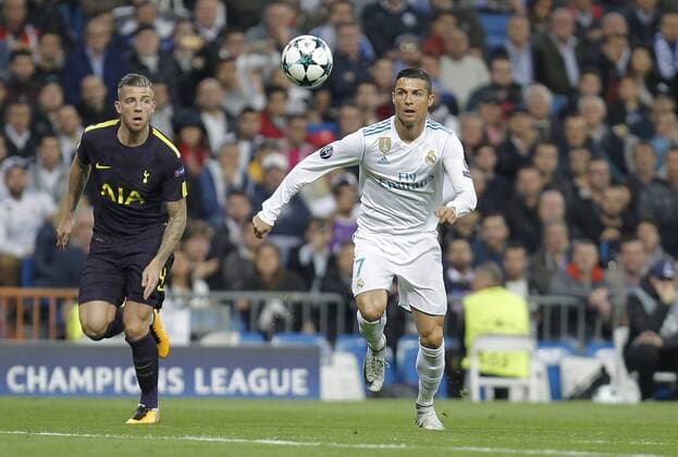 Soccer match between Real Madrid and Tottenham of Champions League 2017 2018 held at the Santiago Bernabeu stadium in Madrid Photo J Luis Cuesta 261 Cordon Press Cristiano Ronaldo  xJosexLuisxCuestax xx