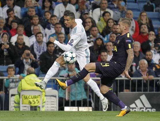 Soccer match between Real Madrid and Tottenham of Champions League 2017 2018 held at the Santiago Bernabeu stadium in Madrid Photo J Luis Cuesta 261 Cordon Press Cristiano Ronaldo  xJosexLuisxCuestax xx