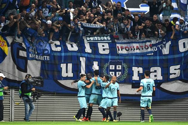Football men Season 2017 2018 Champions League Group G 3 Matchday RB Leipzig FC Porto cheering After the goal to 1 1 through Vincent Aboubakar No 9 FC Porto 17 10 2017 Copyright: xMatthiasxKochx