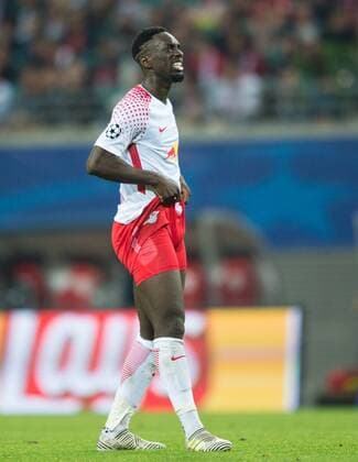 Jean Kevin Augustin l shoots to The Trousers vertical Football International UEFA Champions League Season 2017 2018 Group game RB Leipzig FC Porto in Leipzig Germany at 17 10 2017