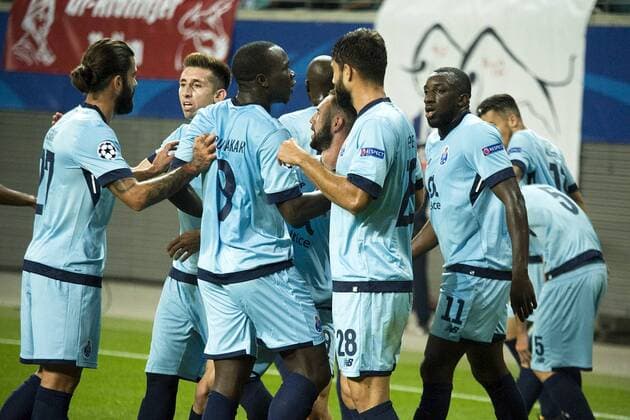 UEFA Champions League 2017 2018 Group stage 3 Matchday RB Leipzig vs FC Porto Porto cheered the 1 1 from Aboubakar front No 9 Leipzig Saxony Germany