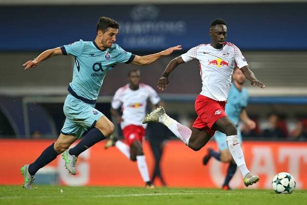 17 10 2017 Football UEFA Champions League 2017 2018 Group stage 3 Matchday RB Leipzig FC Porto in the Red Bull Arena Leipzig goal to 3 1 v l Ivan Marcano FC Porto against Scorer Jean Kevin Augustin RB Leipzig