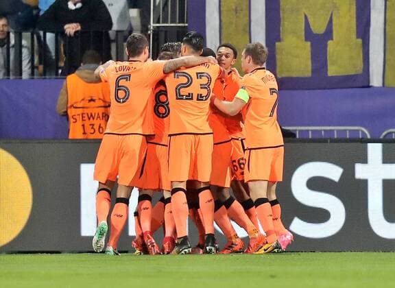 SOCCER - CL, Maribor vs Liverpool MARIBOR,SLOVENIA,17.OCT.17 - SOCCER - UEFA Champions League, group stage, NK Maribor vs Liverpool FC. Image shows the rejoicing of Liverpool. GEPAxpictures xM.xOberlaender