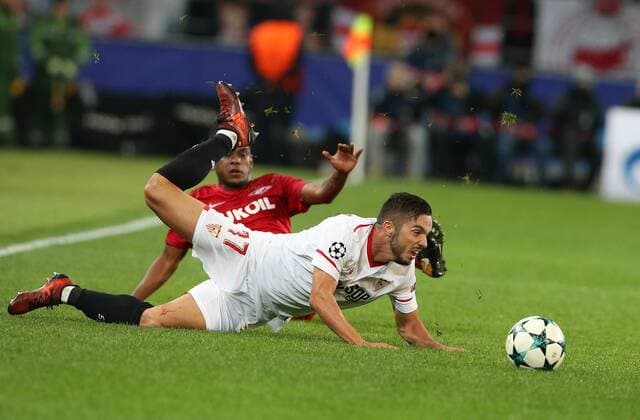 Match of the group stage of the Champions League between FC Spartak (Moscow, Russia) and FC Sevilla (Seville, Spain). â –17 Pablo Sarabia. 