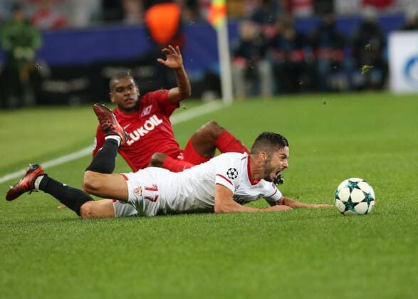 Match of the group stage of the Champions League between FC Spartak (Moscow, Russia) and FC Sevilla (Seville, Spain). â –17 Pablo Sarabia. 