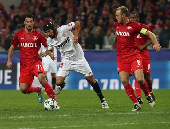 Match of the group stage of the Champions League between FC Spartak (Moscow, Russia) and FC Sevilla (Seville, Spain). â –24 Nolito. 