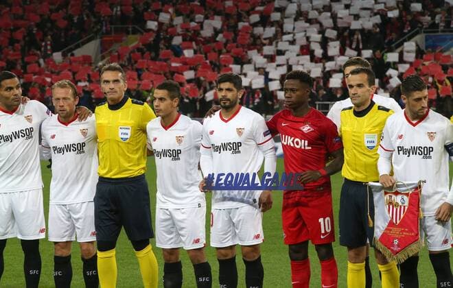 Match of the group stage of the Champions League between FC Spartak (Moscow, Russia) and FC Sevilla (Seville, Spain). 