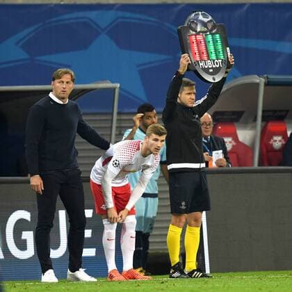 Football men Season 2017 2018 Champions League Group G 3 Matchday RB Leipzig FC Porto Head coach Ralph Hasenhüttl RB Leipzig Timo Werner No 11 RB Leipzig 17 10 2017 Copyright: xMatthiasxKochx