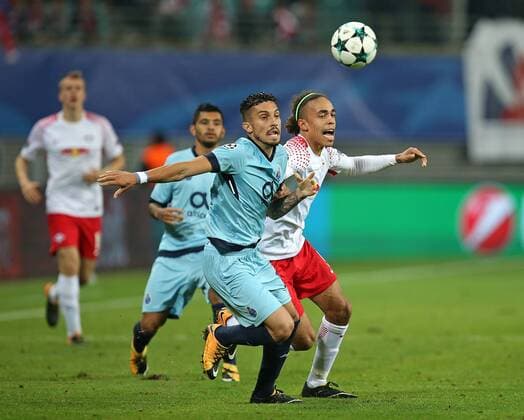 17 10 2017 Football UEFA Champions League 2017 2018 Group stage 3 Matchday RB Leipzig FC Porto in the Red Bull Arena Leipzig v l Alex Telles FC Porto against Yussuf Poulsen RB Leipzig