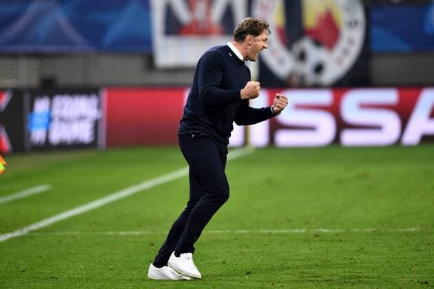 Football men Season 2017 2018 Champions League Group G 3 Matchday RB Leipzig FC Porto cheering After the Played Head coach Ralph Hasenhüttl RB Leipzig 17 10 2017 Copyright: xMatthiasxKochx