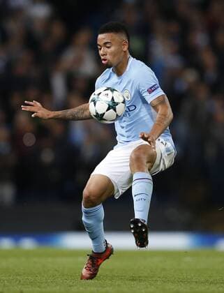 Gabriel Jesus of Manchester City in action during the champions league match at the Etihad Stadium, Manchester. Picture date 17th October 2017. Picture credit should read: Simon Bellis Sportimage EDITORIAL USE ONLY. No use with unauthorised audio, video, data, fixture lists, club league logos or live services. Online in-match use limited to 120 images, no video emulation. No use in betting, games or single club league player publications.
