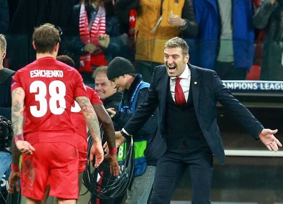 October 17, 2017. Russia, Moscow, Otkritie Arena Stadium. Spartak s head coach Massimo Carrera in the 2017 18 UEFA Champions League s group stage match between Spartak (Moscow, Russia) and Sevilla FC (Sevilla, Spain) DmitryxGolubovich 