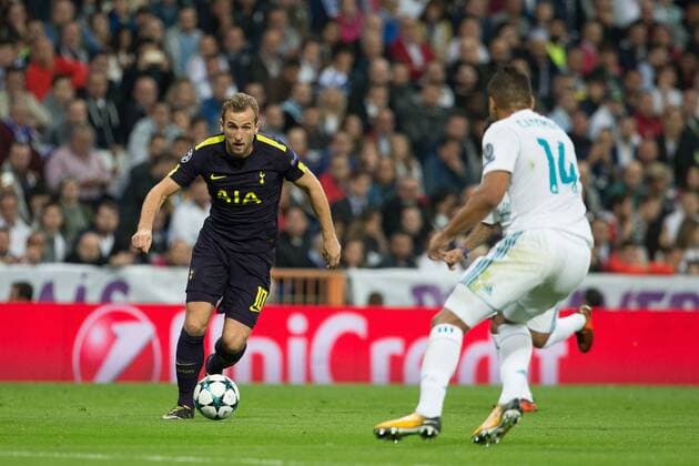 Harry Kane of Tottenham during UEFA Champions League 2017 18 group H match between Real Madrid and Tottenham Hotspur played at the Santiago Bernabeu Stadium in Madrid on October 17th 2017  xRudyx xAFP7x xRealxMadridxvxTottenham,xChampionsxLeague,xOctx17thx2017x