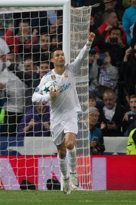 Cristiano Ronaldo of Real Madrid celebrating after scoring a goal during UEFA Champions League 2017 18 group H match between Real Madrid and Tottenham Hotspur played at the Santiago Bernabeu Stadium in Madrid on October 17th 2017  xRudyx xAFP7x xRealxMadridxvxTottenham,xChampionsxLeague,xOctx17thx2017x