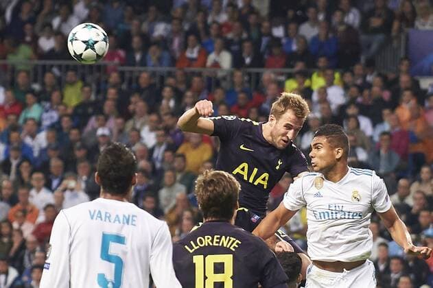 October 17, 2017 - Madrid, Spain - Harry Kane (forward; Tottenham Hotspur), Casemiro (midfielder; Real Madrid) in action during the UEFA Champions League match between Real Madrid and Tottenham Hotspur at Santiago Bernabeu on October 17, 2017 in Madrid Real Madrid vs Tottenham Hotspur UEFA Champions League  - ZUMAg15_ 20171017_zaf_g15_045 Copyright: xJackxAbuinx