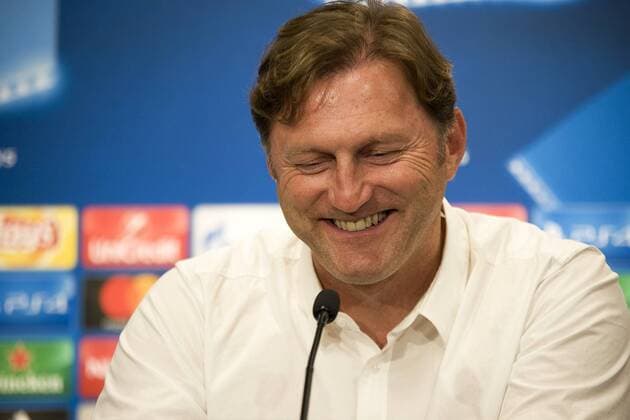 UEFA Champions League 2017 2018 Group stage 3 Matchday RB Leipzig vs FC Porto RBL team manager Ralph Hasenhüttl After the Game at the Press conference Leipzig Saxony Germany
