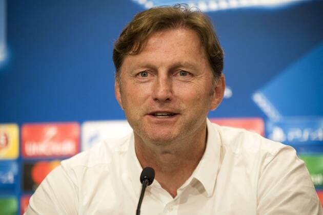 UEFA Champions League 2017 2018 Group stage 3 Matchday RB Leipzig vs FC Porto RBL team manager Ralph Hasenhüttl After the Game at the Press conference Leipzig Saxony Germany