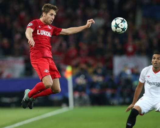 Match of the group stage of the Champions League between FC Spartak (Moscow, Russia) and FC Sevilla (Seville, Spain). â –23 Dmitri Kombarov. 