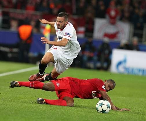 Match of the group stage of the Champions League between FC Spartak (Moscow, Russia) and FC Sevilla (Seville, Spain). Ü17 Pablo Sarabia & Ü11Fernando. 