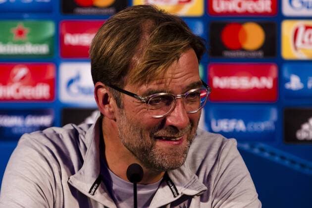 17th October 2017, Ljudski vrt, Maribor, Slovenia; UEFA Champions League, NK Maribor versus Liverpool; Head Coach Jurgen Klopp of Liverpool smiles during the press conference PK Pressekonferenz after the match  ActionPlus11941210
