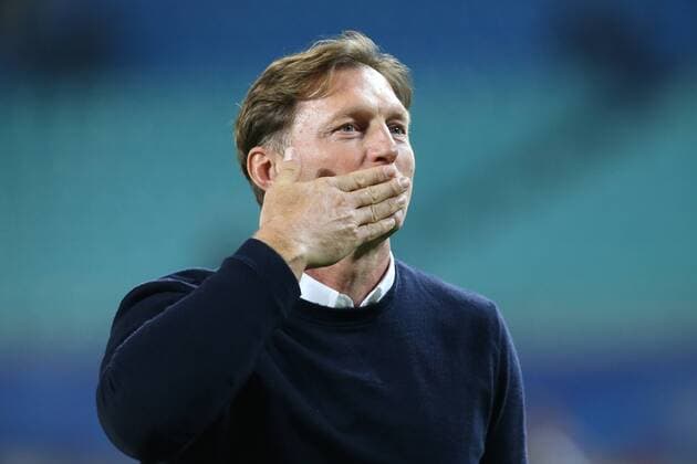 team manager Ralph Hasenhüttl RB Leipzig Group game G Champions League Season 2017 2018 Lawn ball sport Leipzig vs FC Porto in the RB Arena in Leipzig Germany Football Man Men 17 10 2017