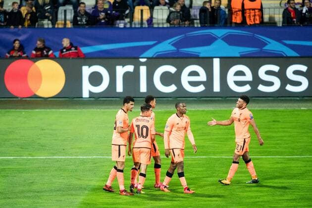 17 10 2017 Ljudski VRT Maribor SLO UEFA CL NK Maribor vs FC Liverpool Group E in Picture Players of Liverpool Celebrate during The UEFA Champions League Group E Match between NK Maribor and FC Liverpool AT The Ljudski VRT in Maribor Slovenia ON 2017 10 17 Maribor  EP_spo