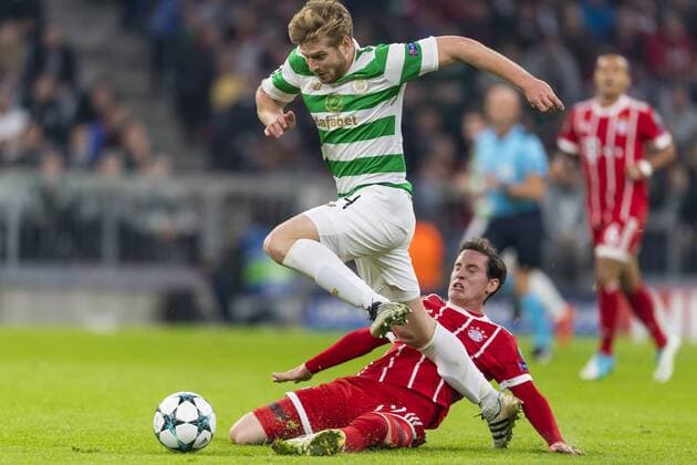 ger UEFA CL FC Bavaria Munich ger vs Celtic Glasgow GB 18 10 2017 Alliance Arena Munich ger UEFA CL FC Bavaria Munich ger vs Celtic Glasgow GB Group B in Picture Sebastian Rudy FCB 19 loses the Fight against Stuart Armstrong Glasgow 14 nordphotox xStraubmeier nph00004