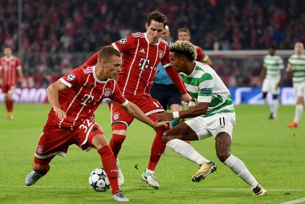 Joshua KIMMICH FC Bavaria Munich Sebastian Rudy FC Bavaria Munich Scott Sinclair Celtic Glasgow Germany Munich Sports Football UEFA Champions League Matchday 3 FC Bavaria Munich vs Celtic Glasgow at 18 10 2017 Alliance Arena