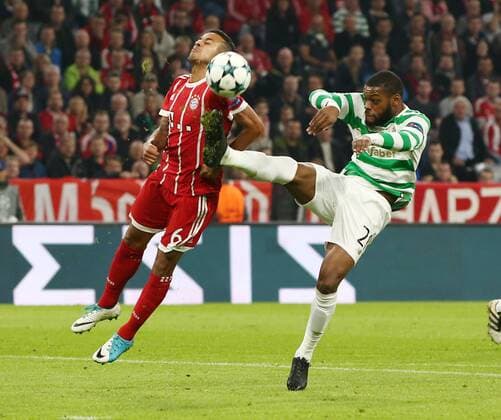 Thiago Olivier Ntcham Action shot Game scene duel Sports Football Football UEFA CL Champions League men Season 2017 2018 18 10 2017 FC Bavaria Munich FCB vs Celtic Glasgow