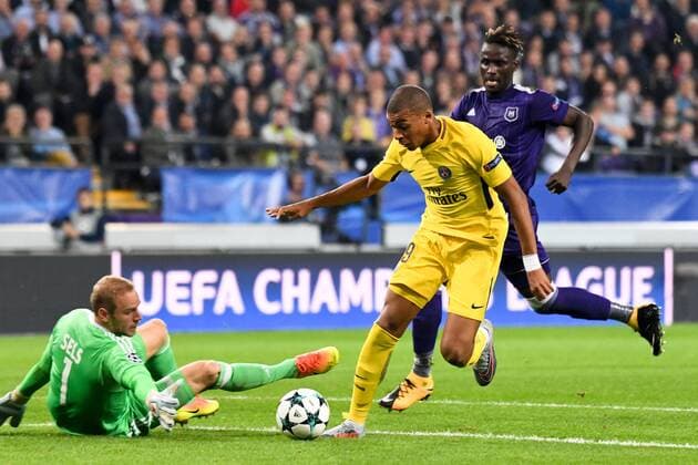 29 KYLIAN MBAPPE psg 04 KARA and 01 Matz Sels and FOOTBALL Anderlecht vs Paris SG Ligue des Champions 18 10 2017 AnthonyBIBARD FEP Panoramic 
