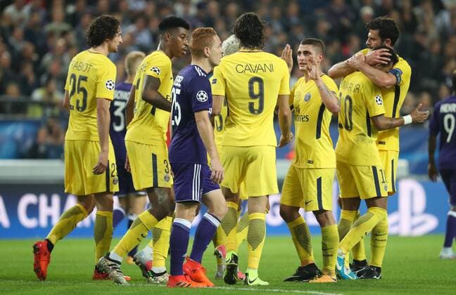 Anderlecht s Adrien Trebel looks dejected during a third game (out of 6) in the group stage (Group B) of the UEFA Champions League competition between Belgian soccer team RSC Anderlecht and French club PSG Paris Saint-Germain, Wednesday 18 October 2017 in Brussels. VIRGINIExLEFOUR  x05185408x
