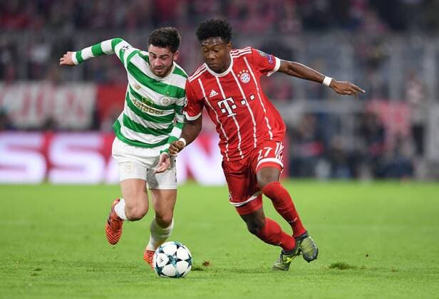 Football Champions League Season 2017 2018 Group stage FC Bavaria Munich Celtic Glasgow 18 10 2017 Patrick Roberts left Celtic against David Alaba right FC Bavaria Munich Munich