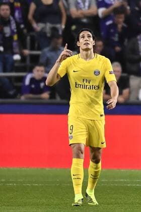 PSG s Edinson Cavani pictured during a third game (out of 6) in the group stage (Group B) of the UEFA Champions League competition between Belgian soccer team RSC Anderlecht and French club PSG Paris Saint-Germain, Wednesday 18 October 2017 in Brussels. DIRKxWAEM  x05185420x