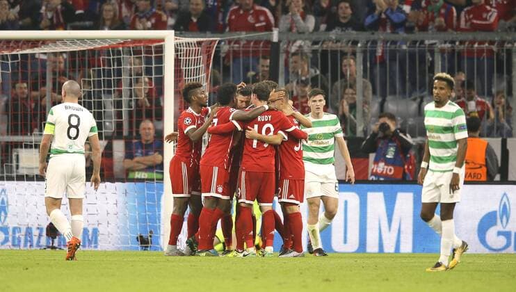 Photo goal celebration Bavaria 1 0 through Thomas Mueller Football Champions League at Wed 18 10 2017 3 Group game Bavaria Munich Celtic Glasgow