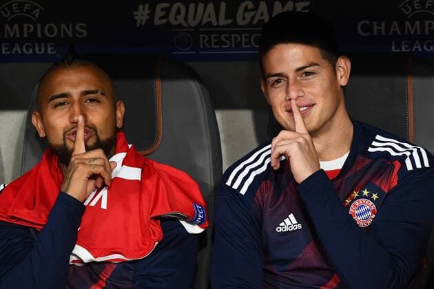 18 10 2017 xJHx Football Champions League FC Bavaria Munich Celtic Glasgow emspor v l Arturo Vidal FCB FC Bavaria Munich James Rodriguez FCB FC Bavaria Munich Munich