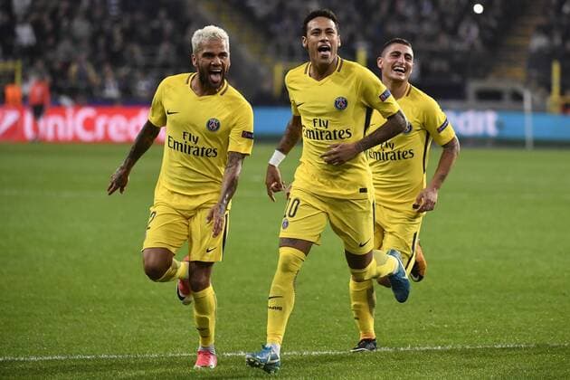 Fußball, CL, RSC Anderlecht - Paris St. Germain PSG s Neymar Jr celebrates after scoring during a third game (out of 6) in the group stage (Group B) of the UEFA Champions League competition between Belgian soccer team RSC Anderlecht and French club PSG Paris Saint-Germain, Wednesday 18 October 2017 in Brussels. DIRKxWAEM  x05185470x