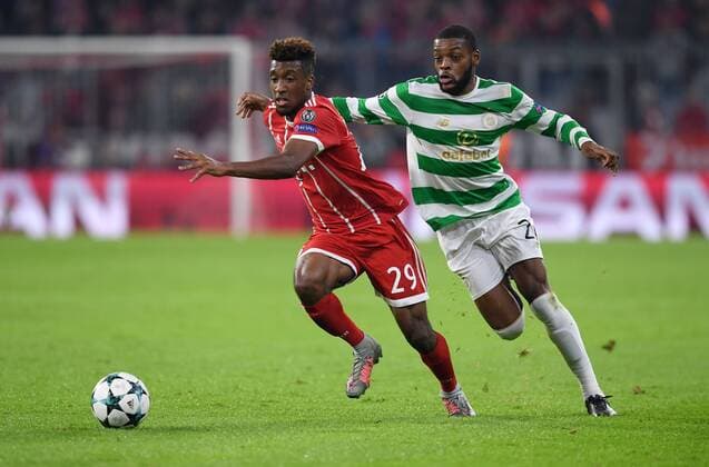 Football Champions League Season 2017 2018 Group stage FC Bavaria Munich Celtic Glasgow 18 10 2017 Kingsley Coman left FC Bavaria Munich against Olivier Ntcham right Celtic Munich