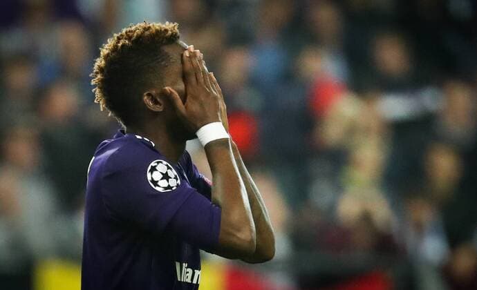 Fußball, CL, RSC Anderlecht - Paris St. Germain Anderlecht s Henry Onyekuru looks dejected during a third game (out of 6) in the group stage (Group B) of the UEFA Champions League competition between Belgian soccer team RSC Anderlecht and French club PSG Paris Saint-Germain, Wednesday 18 October 2017 in Brussels. VIRGINIExLEFOUR  x05185511x