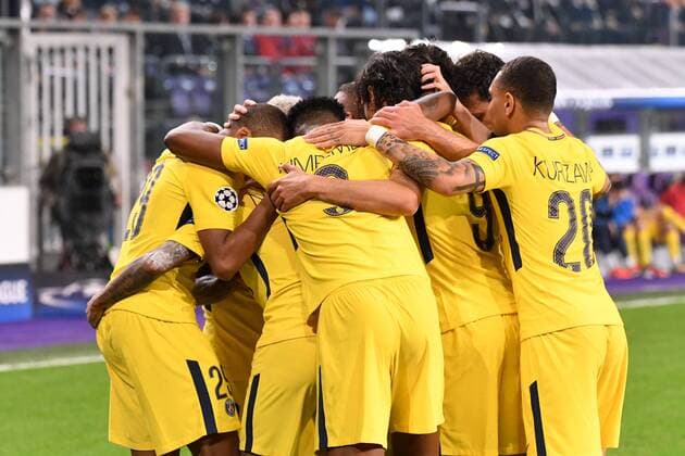 Fußball, CL, RSC Anderlecht - Paris St. Germain EQUIPE DE FOOTBALL DU PSG JOIE FOOTBALL Anderlecht vs Paris SG Ligue des Champions 18 10 2017 AnthonyBIBARD FEP Panoramic 