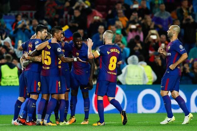 18th October 2017 Barcelona Spain Champions League F C Barcelona v Olympiacos F C Leo Messi of FC Barcelona Barca celebrates the goal Photo Andres Garcia AFP7  xAndresxGarciax xAFP7x xFCxBarcelonaxvxOlympiacos,xChampionsxLeague.xOctx18thx2017x