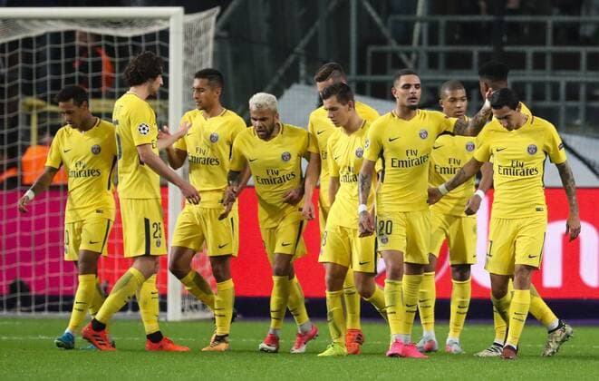 Fußball, CL, RSC Anderlecht - Paris St. Germain PSG s Angel Di Maria celebrates after scoring during a third game (out of 6) in the group stage (Group B) of the UEFA Champions League competition between Belgian soccer team RSC Anderlecht and French club PSG Paris Saint-Germain, Wednesday 18 October 2017 in Brussels. VIRGINIExLEFOUR  x05185536x