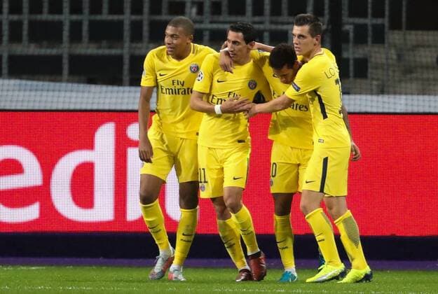 Fußball, CL, RSC Anderlecht - Paris St. Germain PSG s Angel Di Maria celebrates after scoring during a third game (out of 6) in the group stage (Group B) of the UEFA Champions League competition between Belgian soccer team RSC Anderlecht and French club PSG Paris Saint-Germain, Wednesday 18 October 2017 in Brussels. VIRGINIExLEFOUR  x05185537x